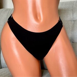 PINK Victoria's Secret  Black Women's Logo Strap Cotton Thong
